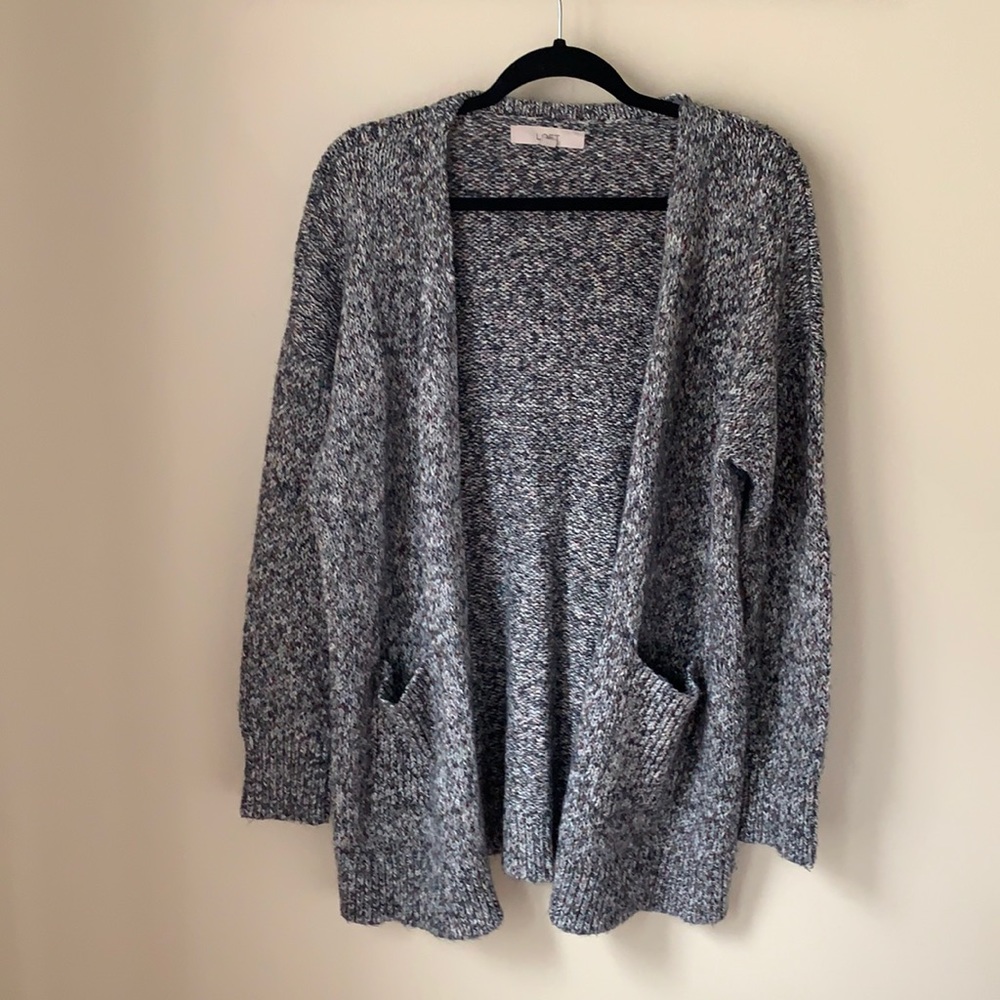 LOFT - Blue Confetti Sweater Cardigan